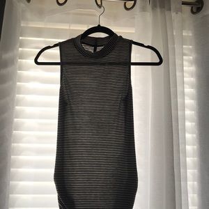 Black and white striped halter top
